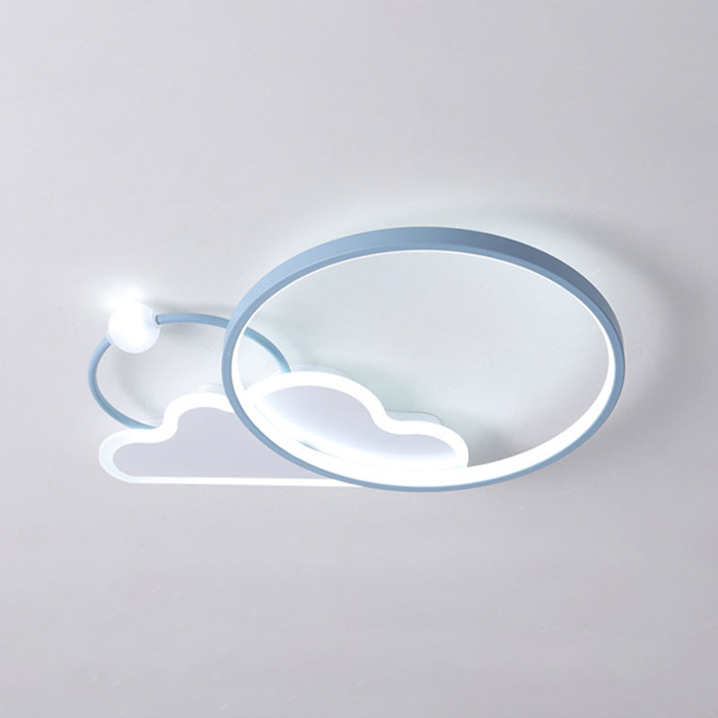 Cloud Shape Metal Flush Light Kid Style 3 Lights Flush Mount Ceiling Lights