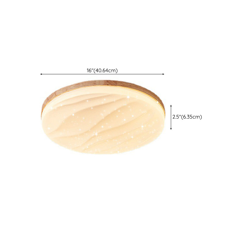 Round Shape Wood Flush Light Modern Style 1 Light Flush Mount Ceiling Lights in Brown
