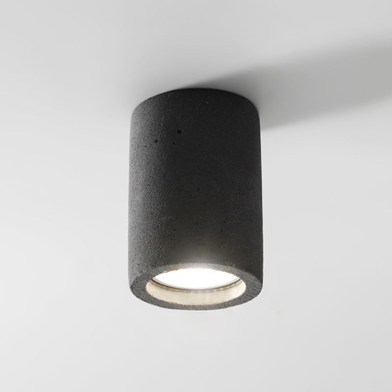 Modern LED Ceiling Flush Cylinder Black / White Cement Flush Mount