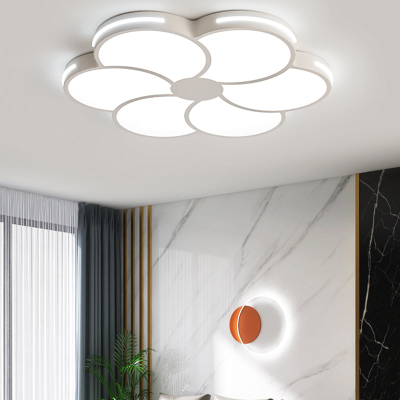 White Flower Ceiling Light Fixture Modernism Flush Mount for Bedroom