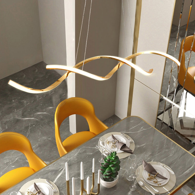 Strip Shape Island Lamp Modern LED Island Hanging Light with Silica Gel Shade for Bedroom