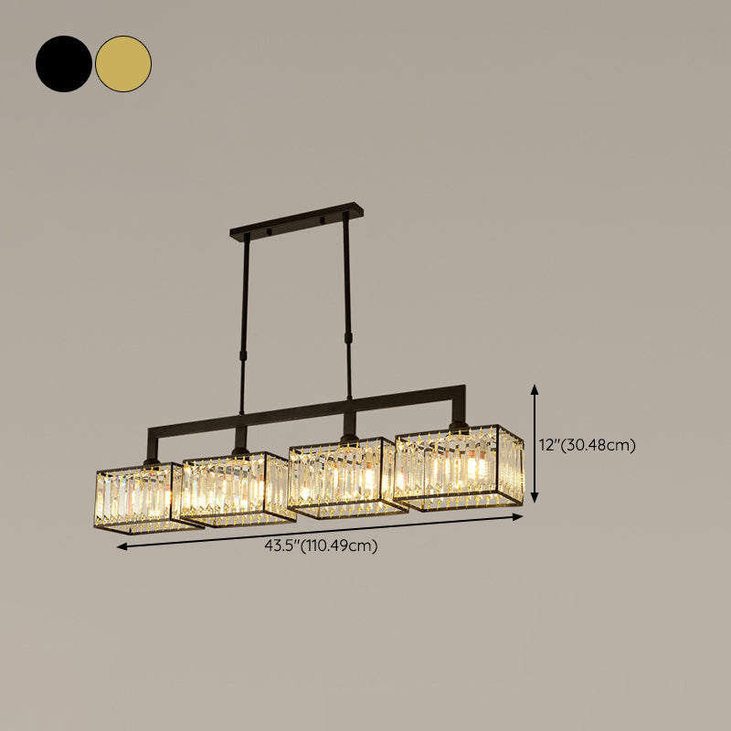 Nordic Style Hanging Lamp Crystal Island Light Fixture for Living Room