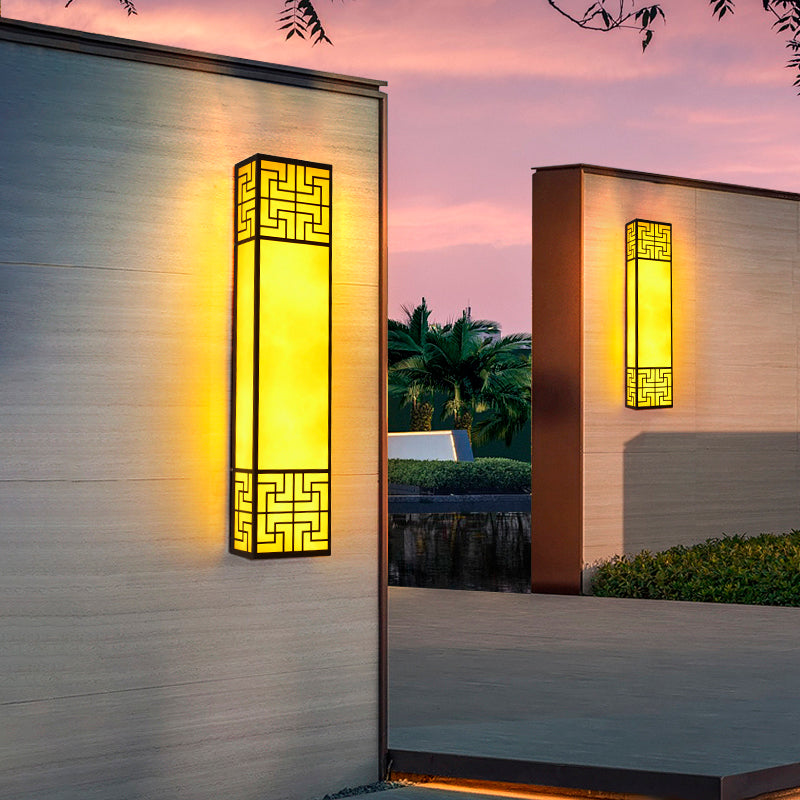 Rectangular Wall Sconce Contemporary Outdoor Wall Light Fixture for Courtyard