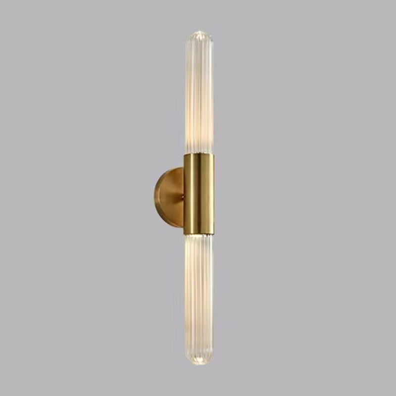 2-Light Golden Wall Mounted Sconce LED Glass Wall Light for Living Room
