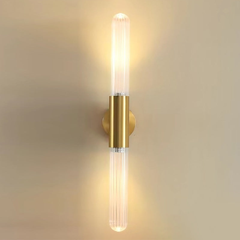 2-Light Golden Wall Mounted Sconce LED Glass Wall Light for Living Room