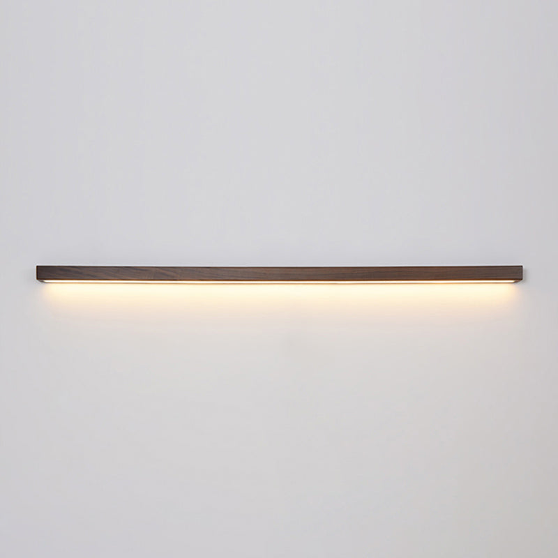 Modern Line Shape Wall Mounted Light Wood Flush Mount Wall Sconce in Brown Finish