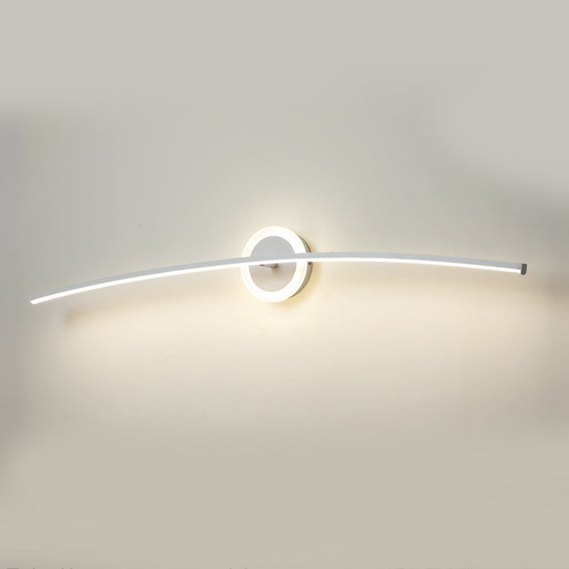 Modern Line Shape Wall Mounted Light 2 Lights Flush Mount Wall Sconce in White Finish