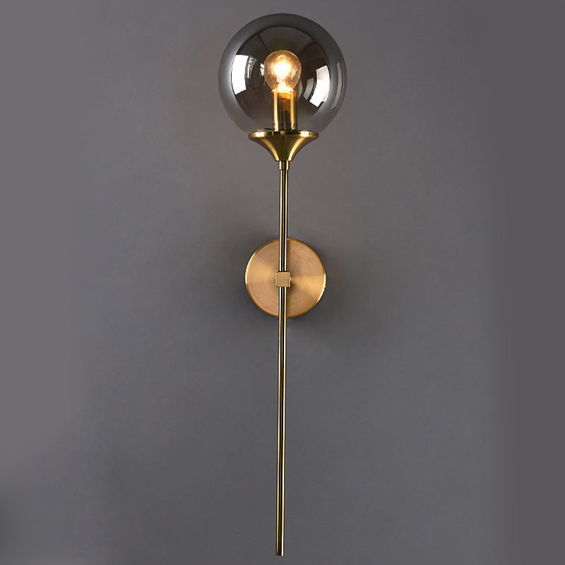 Metal Wall Sconce Modern Ball Shape Vanity Lamp with Glass Shade for Bathroom