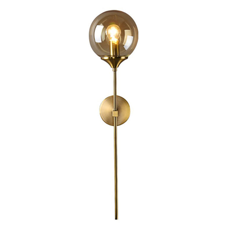 Metal Wall Sconce Modern Ball Shape Vanity Lamp with Glass Shade for Bathroom