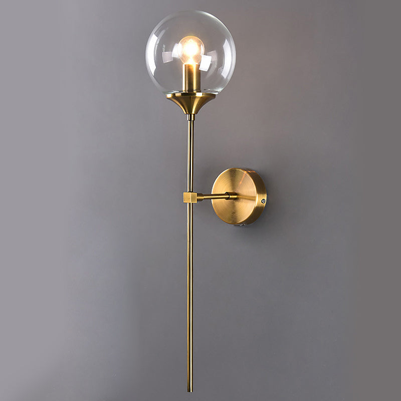 Metal Wall Sconce Modern Ball Shape Vanity Lamp with Glass Shade for Bathroom