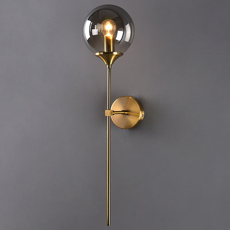 Metal Wall Sconce Modern Ball Shape Vanity Lamp with Glass Shade for Bathroom