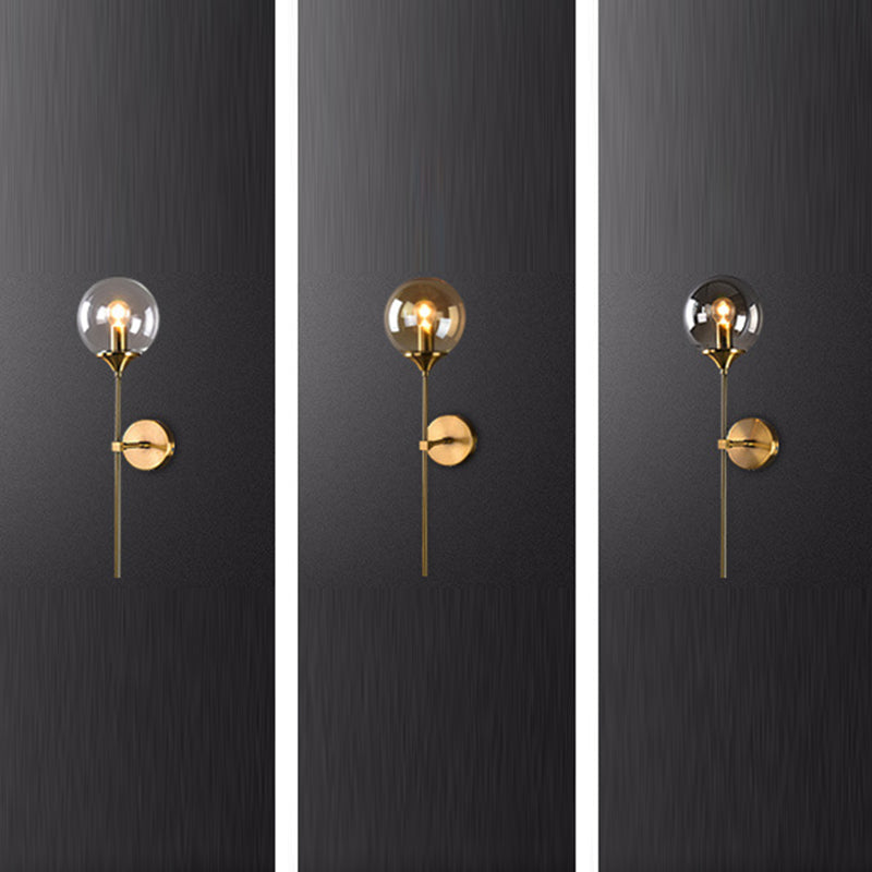 Metal Wall Sconce Modern Ball Shape Vanity Lamp with Glass Shade for Bathroom