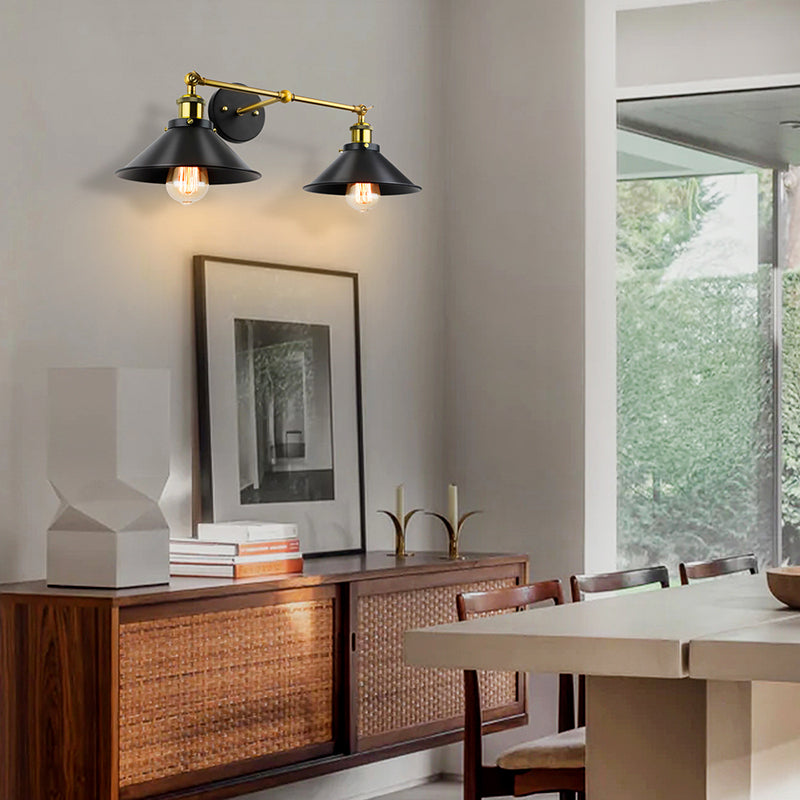 Modern Wall Sconce Cone Shape Vanity Lamp with Metal Shade for Bathroom
