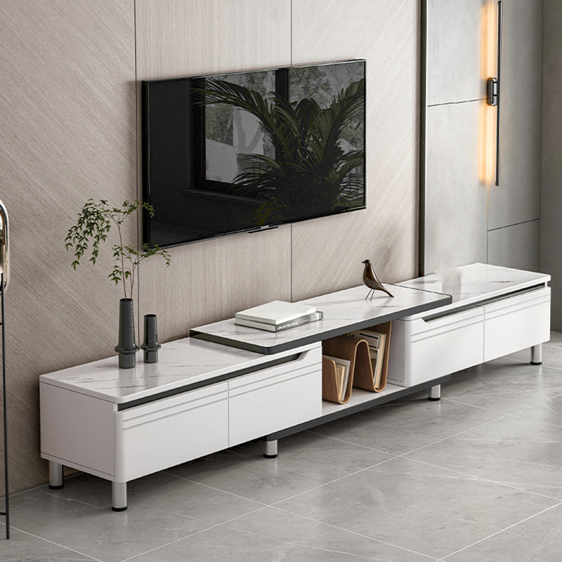 Modern TV Console Stone Media Console Open Storage Console with Drawer for Room