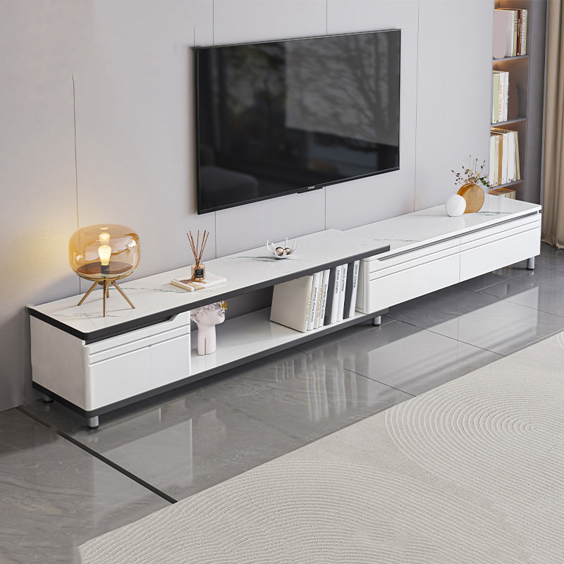 Modern TV Console Stone Media Console Open Storage Console with Drawer for Room