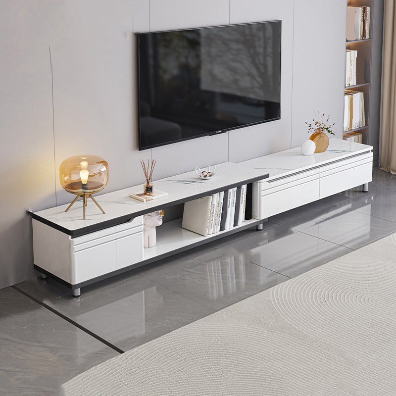 Modern TV Console Stone Media Console Open Storage Console with Drawer for Room