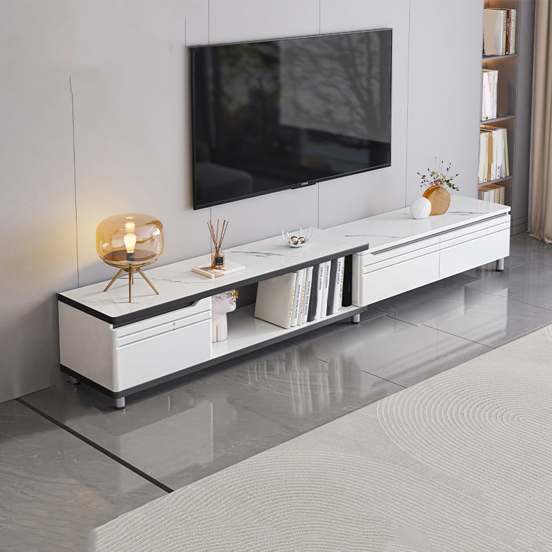 Modern TV Console Stone Media Console Open Storage Console with Drawer for Room