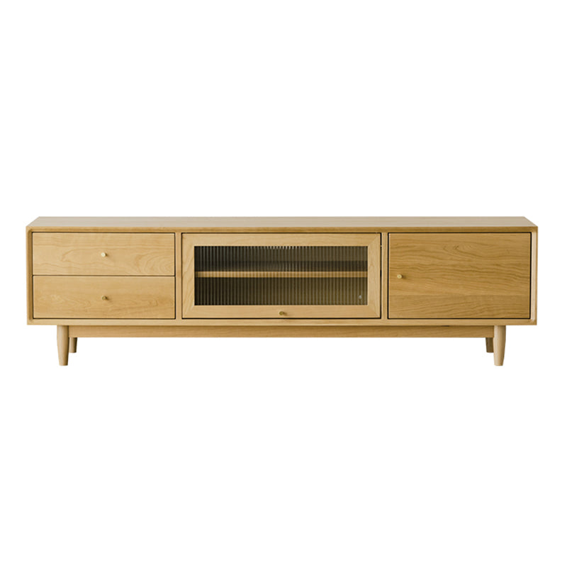 Scandinavian Media Console Wooden TV Media Console with Drawers