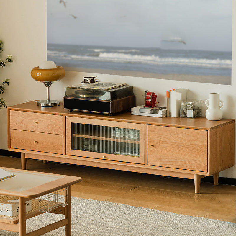 Scandinavian Media Console Wooden TV Media Console with Drawers