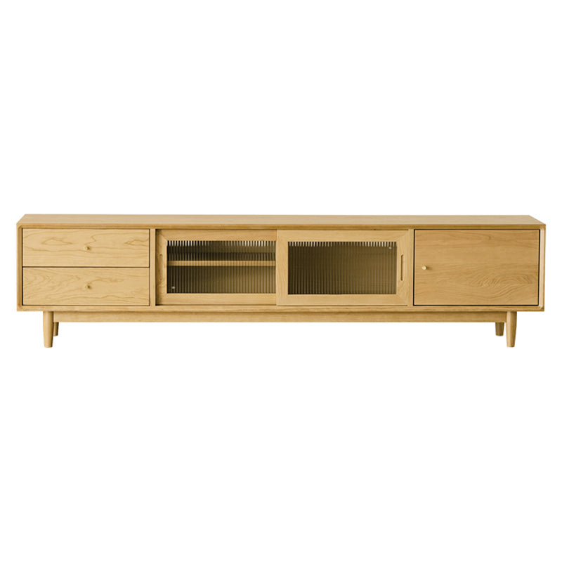 Scandinavian Media Console Wooden TV Media Console with Drawers