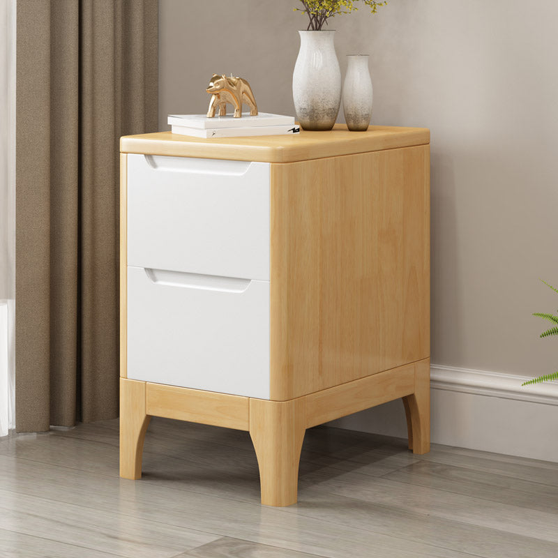 Modern Accent Table Nightstand Solid Wood Nightstand with Drawers