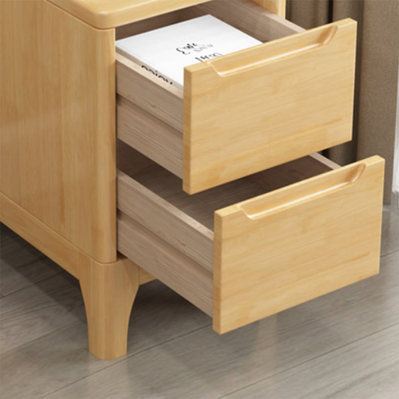 Modern Accent Table Nightstand Solid Wood Nightstand with Drawers
