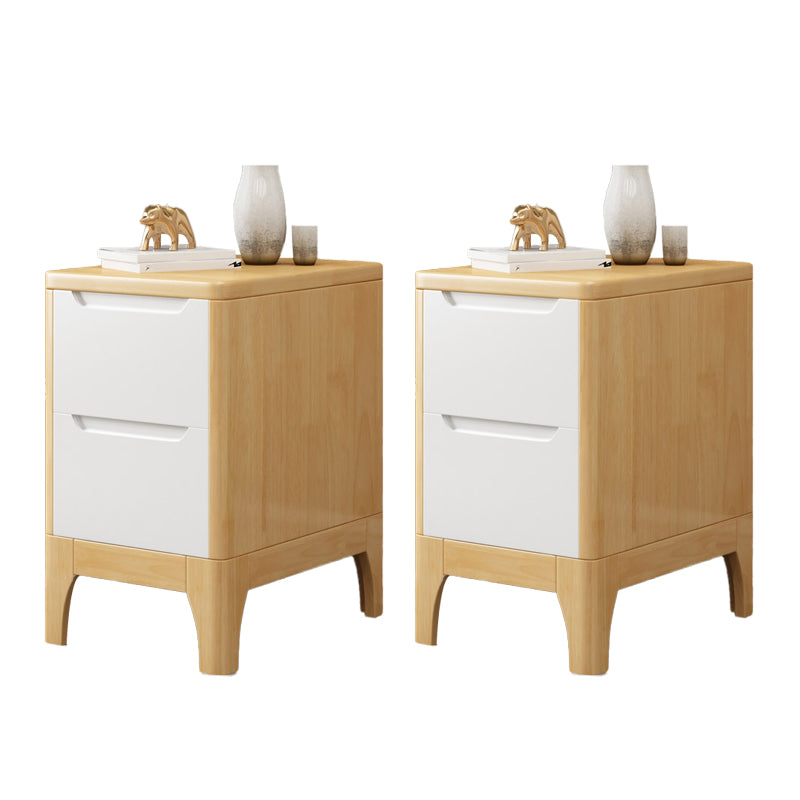 Modern Accent Table Nightstand Solid Wood Nightstand with Drawers