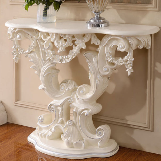 French Country Console Table Brown/Black/White/Gold Wooden Console Sofa Table