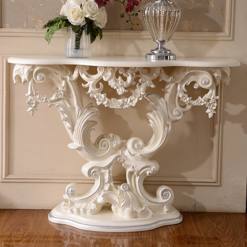 French Country Console Table Brown/Black/White/Gold Wooden Console Sofa Table