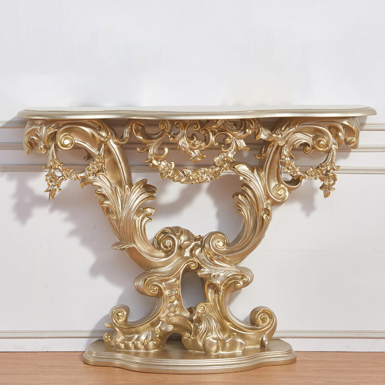 French Country Console Table Brown/Black/White/Gold Wooden Console Sofa Table