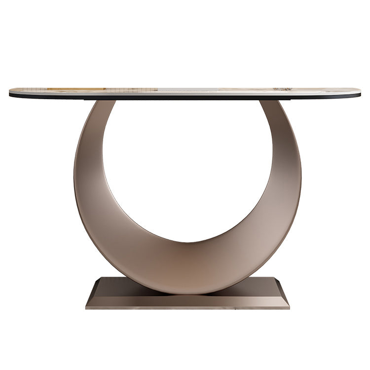 Half Moon Contemporary Console Table Stone White/Black/Pink Console Sofa Table