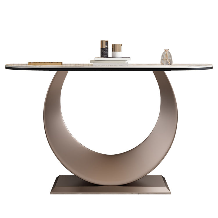 Half Moon Contemporary Console Table Stone White/Black/Pink Console Sofa Table