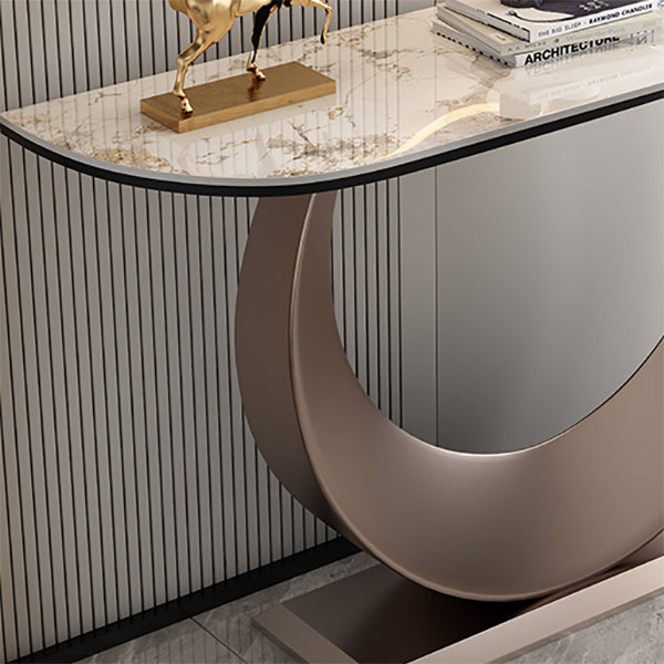 Half Moon Contemporary Console Table Stone White/Black/Pink Console Sofa Table