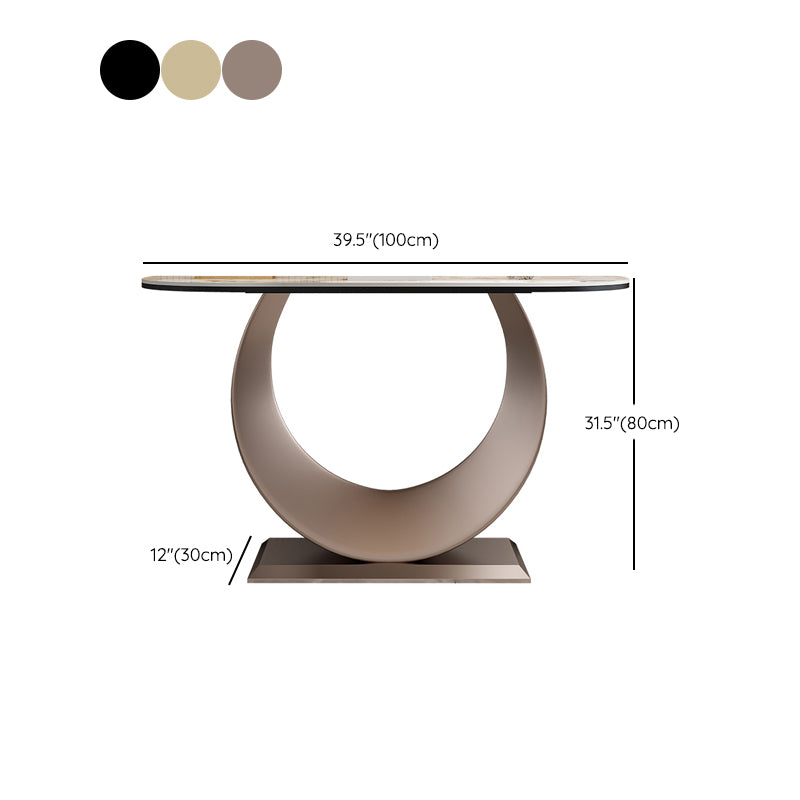 Half Moon Contemporary Console Table Stone White/Black/Pink Console Sofa Table