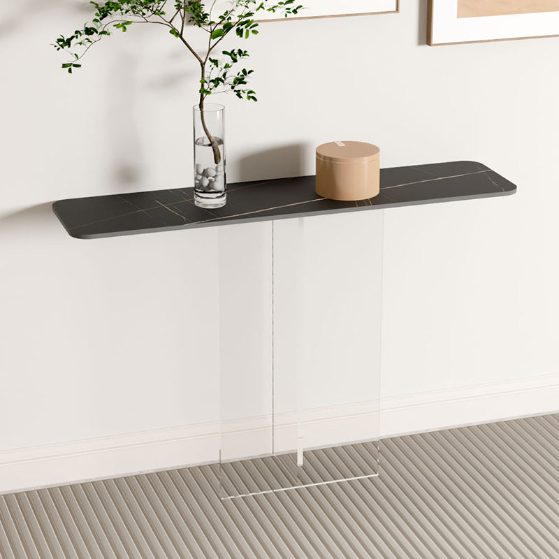 Rectangle Shape Contemporary Console Table Black/White Stone Console Sofa Table