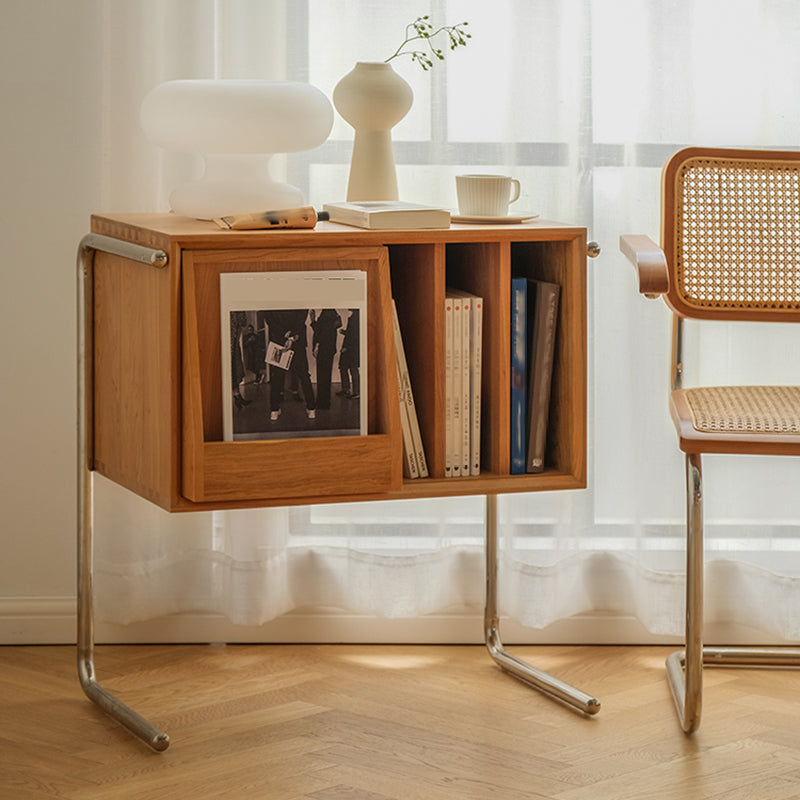 Modern Style Solid Wood Bookshelf Closed Back Bookcase with Door