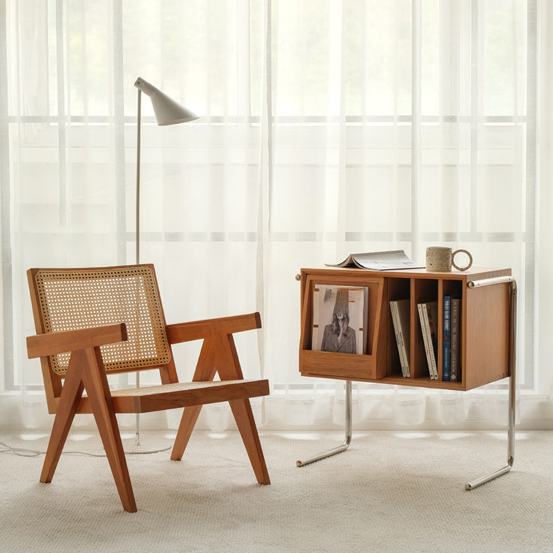 Modern Style Solid Wood Bookshelf Closed Back Bookcase with Door