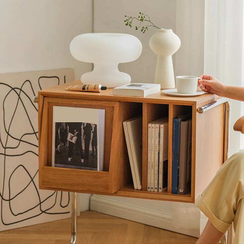 Modern Style Solid Wood Bookshelf Closed Back Bookcase with Door