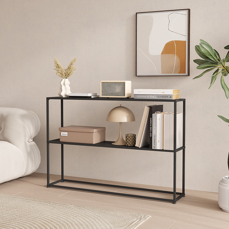 Horizontal Metal Bookshelf Modern Open Back Bookcase with Shelves