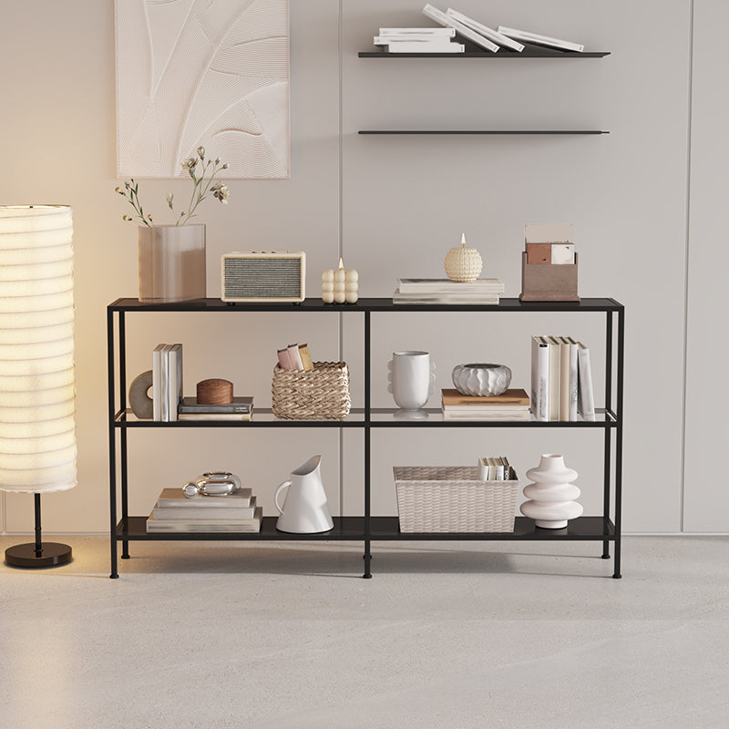 Modern Open Back Bookshelf Horizontal Metal Bookcase with Shelves