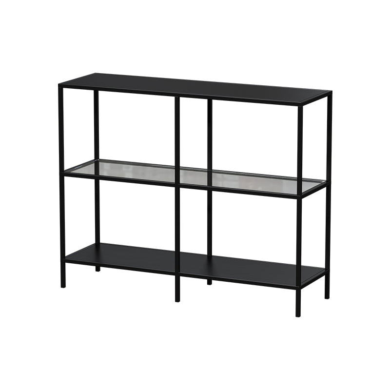 Modern Open Back Bookshelf Horizontal Metal Bookcase with Shelves