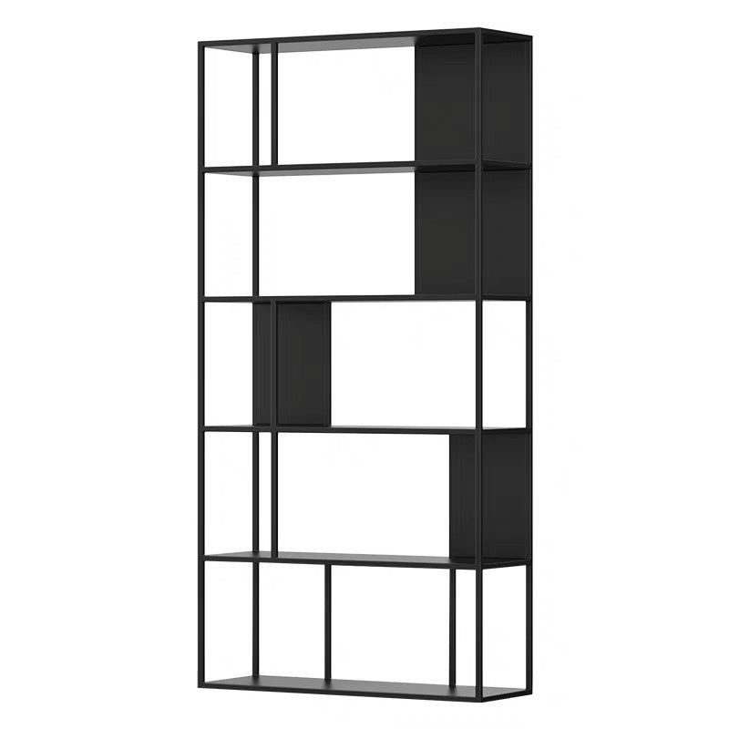 Contemporary Vertical Metal Bookshelf Open Back Bookcase with Shelves