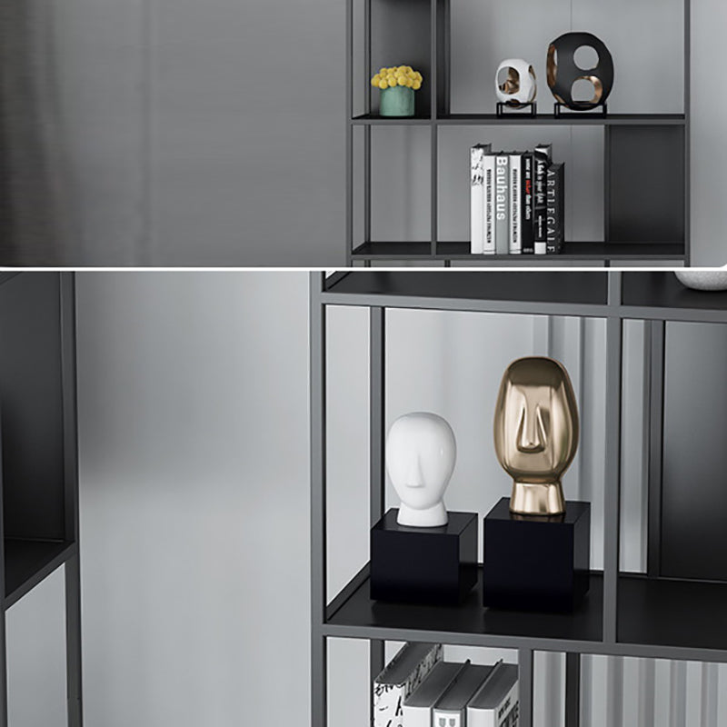 Contemporary Vertical Metal Bookshelf Open Back Bookcase with Shelves