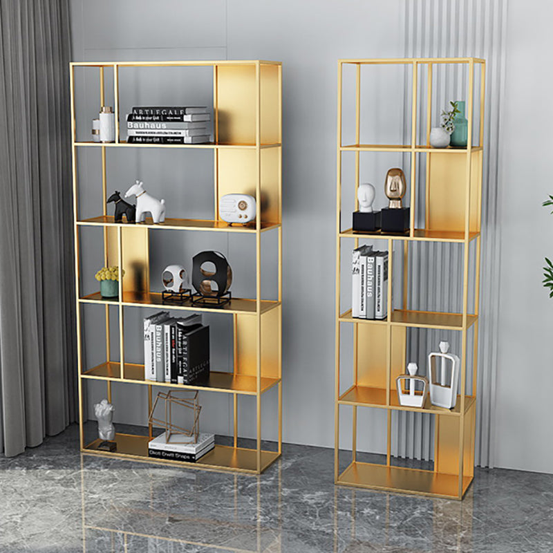 Contemporary Vertical Metal Bookshelf Open Back Bookcase with Shelves
