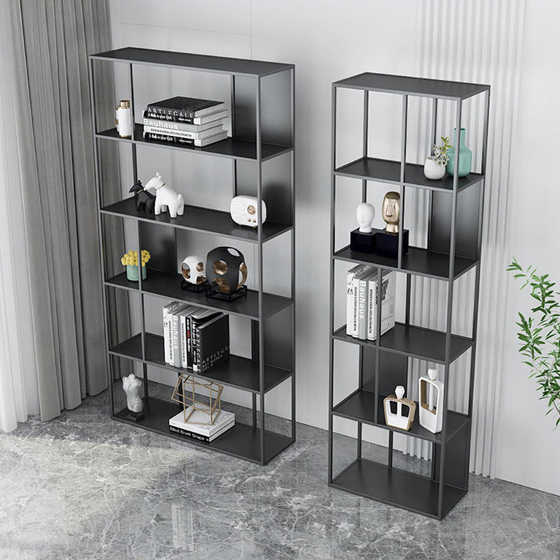 Contemporary Vertical Metal Bookshelf Open Back Bookcase with Shelves