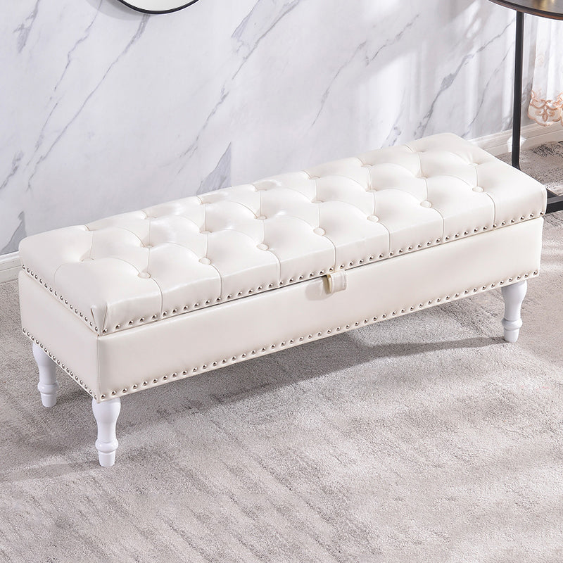 Rectangle Upholstered Bedroom Bench Modern Seating Bench with Wooden Base