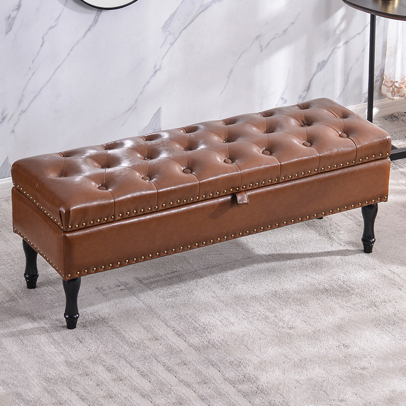 Rectangle Upholstered Bedroom Bench Modern Seating Bench with Wooden Base