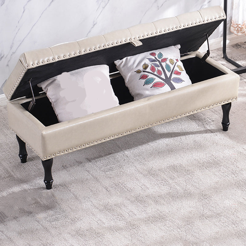 Rectangle Upholstered Bedroom Bench Modern Seating Bench with Wooden Base