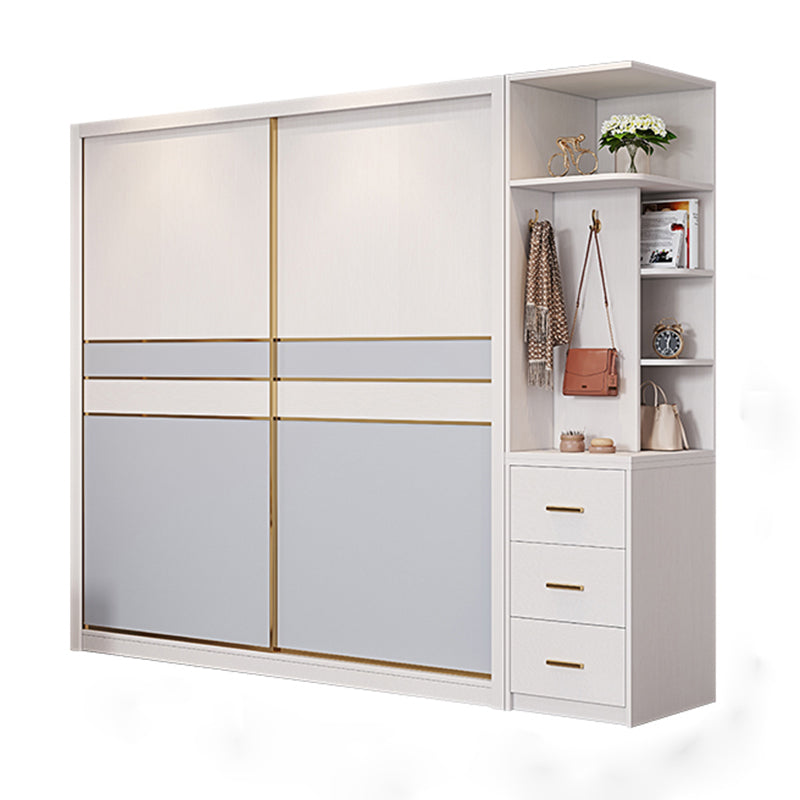 Bedroom Sliding Doors Armoire Coastal Wooden Storage Cabinet