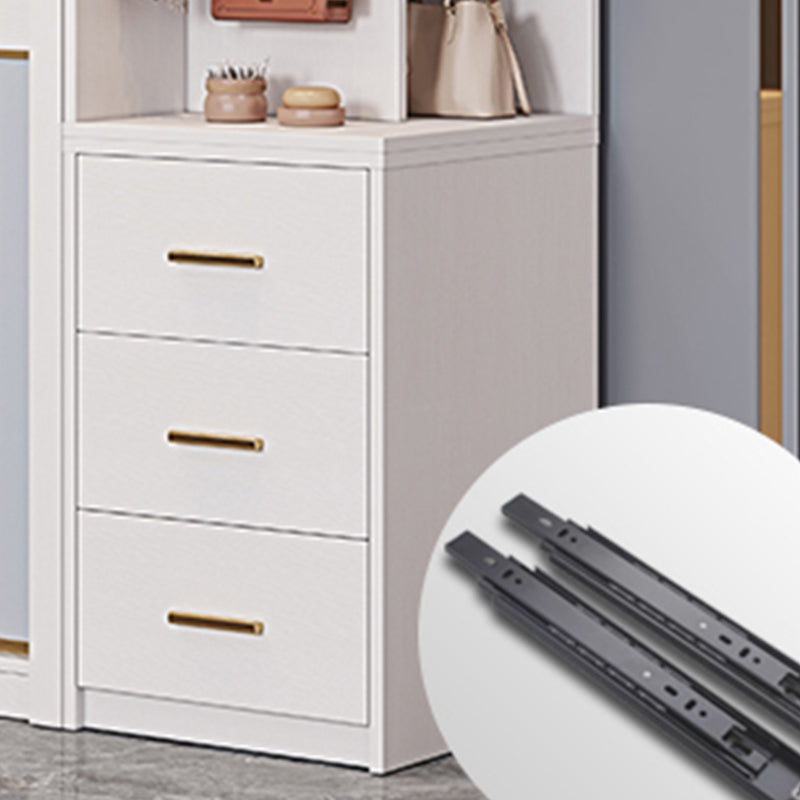 Bedroom Sliding Doors Armoire Coastal Wooden Storage Cabinet